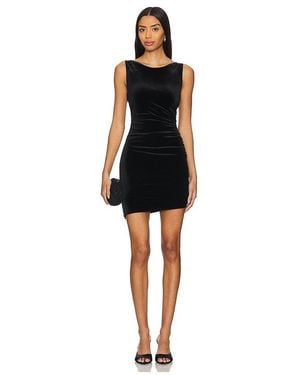 GOOD AMERICAN Velvet Ruched Mini Dress - Black