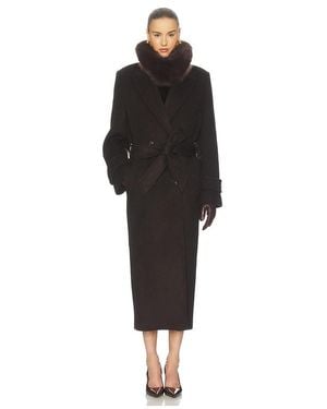 Helsa Langer Mantel Bold Shoulder - Schwarz