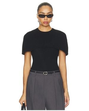 Jonathan Simkhai Yuki Short Sleeve Cape Top - Black
