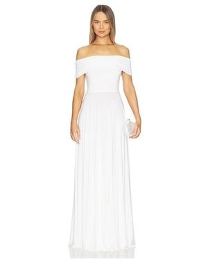 Norma Kamali Sleeveless Cowl Neck Flared Gown - White