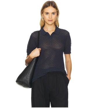 WAO Open Knit Short Sleeve Polo - Blue