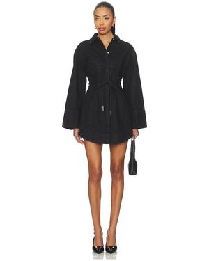 AMUR Clea Denim Day Dress - Black