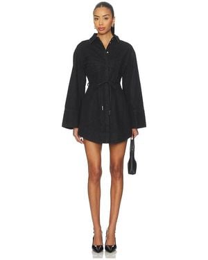 AMUR Clea Denim Day Dress - Black