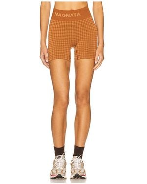 Nagnata Houndstooth Wool Mini Short - Orange