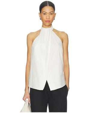 St. Agni Oxford Halter Tie Back Top - White