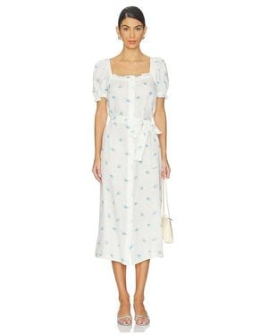 Sleeper Brigitte Linen Midi Dress - White
