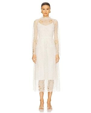 Sea Lumi Eyelet Peplum Long Sleeve Dress - White