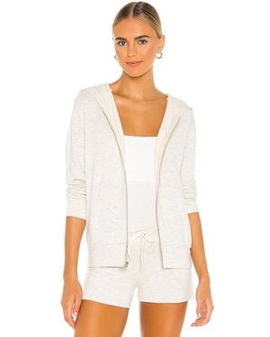 Monrow Supersoft Zip Up Hoodie - White
