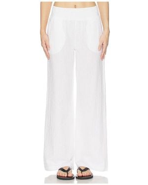Bobi Wide Leg Pant Smocked - White