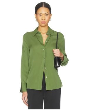 Vince Long Sleeve Button Down Blouse - Green