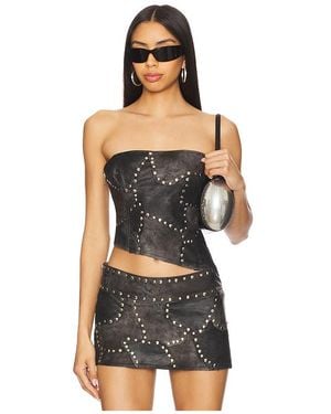 Jaded London Faux Suede Corset Top - Black