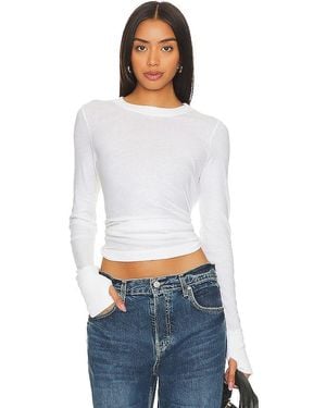 Enza Costa Cashmere Easy Cuffed Crew - White