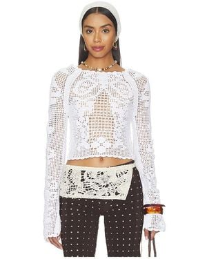 KETTEL ATELIER Talia Crochet Blouse - White