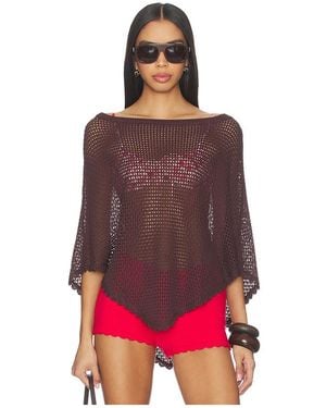 MORE TO COME Daleyza Poncho Top En Color Marrón Talla (También En Xs, S, M) - Rojo