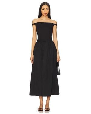 Astr Off Shoulder Poplin Dress - Black