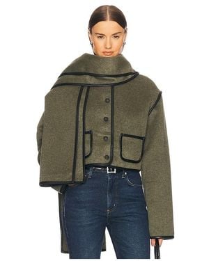 Helsa Boxy Jacket With Detachable Scarf - Green