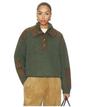 Sea Allen Cable Half Zip Double Layer Sweater - Green