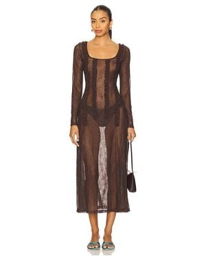 Damson Madder Raphi Lace Midi Dress - Brown