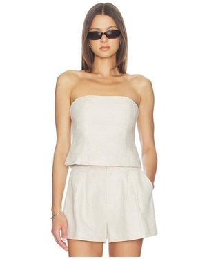 GOOD AMERICAN Linen Strapless Top - White
