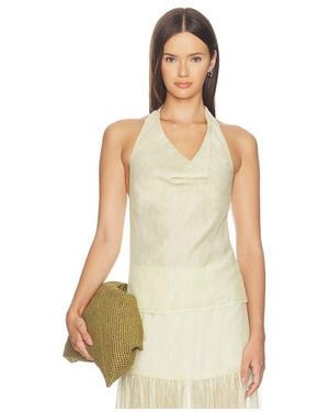 4th & Reckless Saya Semi Sheer Halter Top - Natural