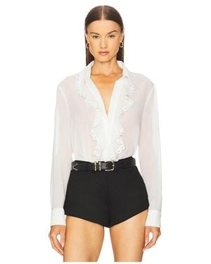 Bardot Jolanda Lace Trim Frill Shirt - Weiß