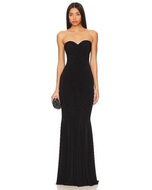 Norma Kamali Strapless Shirred Front Fishtail Gown - Black