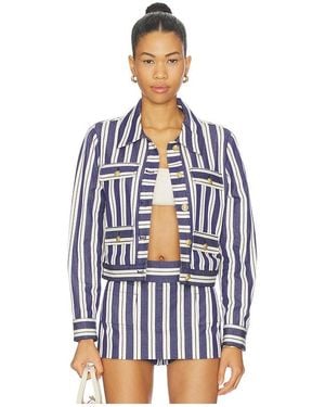 Alice + Olivia Alex Collared Boxy Jacket - Blue