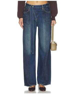 Moussy Tioga Belt Design Straight Jeans - Blue