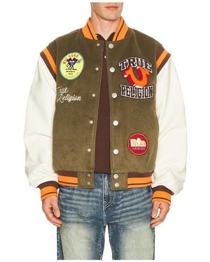 TRUE RELIGION Garden Logo Retro Varsity Jacket - Multicolour