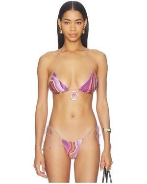Jaded London Print Crystal Trim Bikini Top - Multicolor