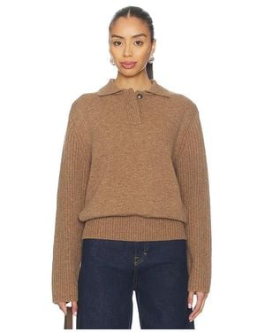 ALIGNE Jill Merino Rugby Pullover en Brown - Bleu