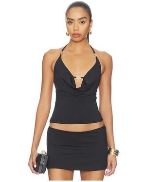 Runaway the Label Livia Halter Cowl Top - Black