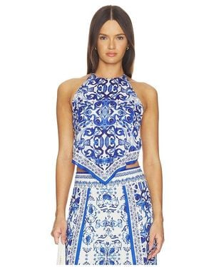 Alice + Olivia Frenchie Handkerchief Halter Top - Blue