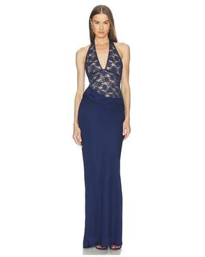 Runaway the Label Lina Halter Draped Maxi Dress - Blue