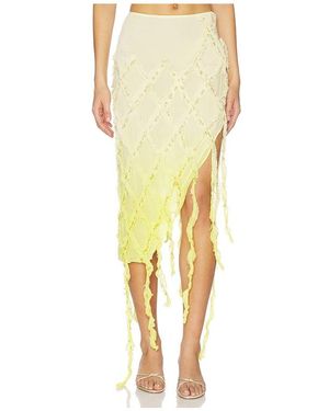 Blumarine Embroidered Creponne Skirt - Yellow