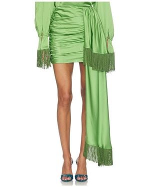 ROWEN ROSE Fringe Drape Mini Skirt - Green