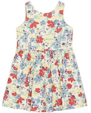 Polo Ralph Lauren Sleeveless Poplin Floral Printed Flare Dress - White