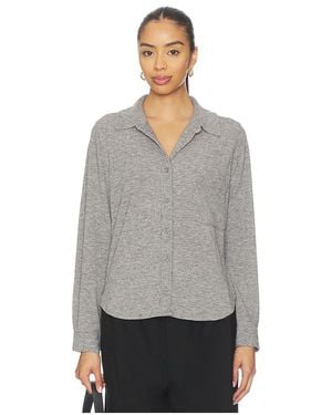 Bobi Button Front Collar Tee - Grey