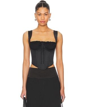 GUIZIO Ruched Cup Bustier Top - Black
