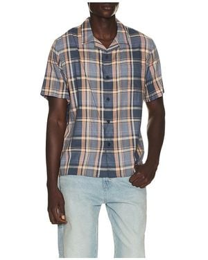 Vince Prine Plaid Cotton Blend Cabana Shirt - Blue