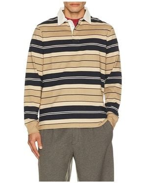 Barbour Frith Tartan Stripe Rugby Polo Shirt - Natural