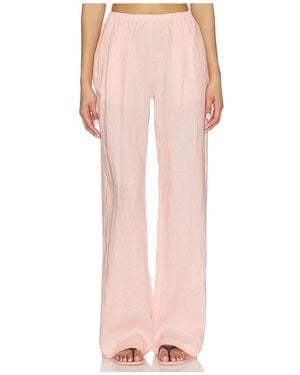 AEXAE Pantalón De Lino De Talle Bajo En Color Rosado Talla (También En Xs, S, M)