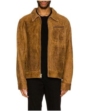Schott Nyc Duke Unlined Rough Suede Jacket - Brown