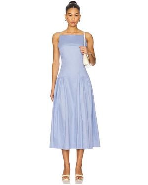 Astr Hochgeschlossenes Kleid Mit Tiefer Taille - Blau