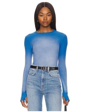 Michael Lauren Alick Long Sleeve Fitted Top With Thumbhole - Blue