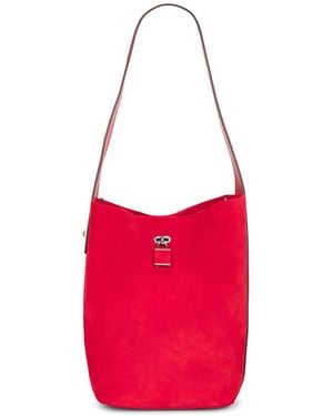 Tory Burch Bolso Hebilla Suede Slim Hobo En Color Rojo Talla