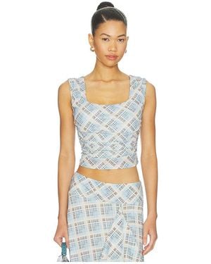 SOVERE Novalyn Plaid Top - White