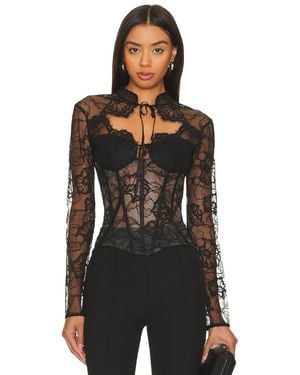 Rozie Corsets Lace Long Sleeve Bustier Top - Black