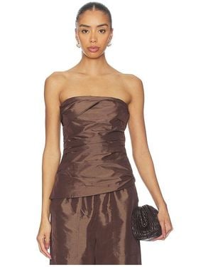 Jonathan Simkhai Emerson Ruched Bustier Top - Brown