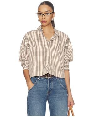 LNA Kayleigh Check Blouse - Blue